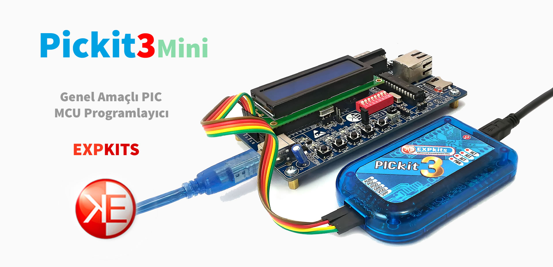 Expkits, Pickit3 Mini Clone, Plastik USB Kutu, Orjinalin %100 aynısı en stabil Pickit3 klonu, ABS ve Polikarbon Malzeme